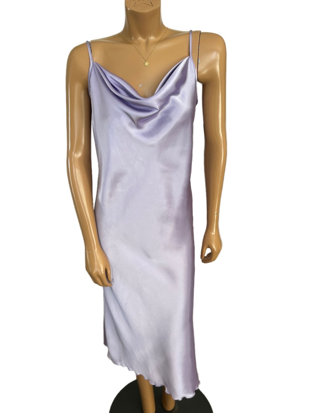 NWT BeBe Lavender Satin Cowl Slip Dress